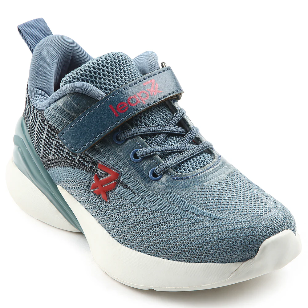 Leap7x Blue Sports Lacing Running Shoes For Kids COVER-02 By Liberty