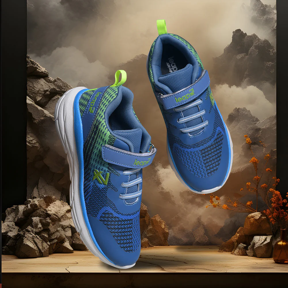 Leap7x Blue Sports Non Lacing Walking Shoes For Kids KIMSER-E By Liberty - Image 3