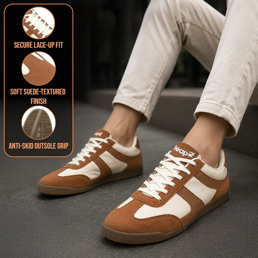 Leap7x Brown Casual Lacing Sneakers For Men DECIAN-4E By Liberty - Image 3