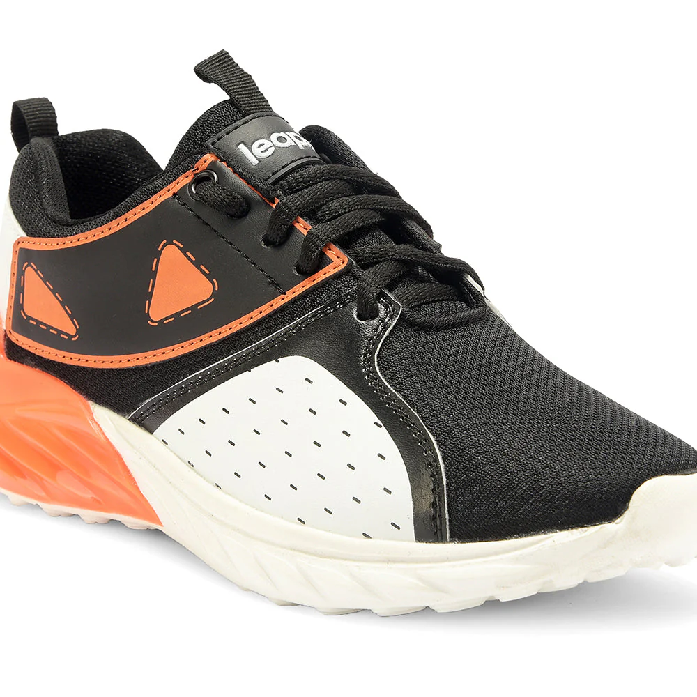 Leap7x By Liberty Kids ANTONY-EL Black Sports Lacing Walking Shoes - Image 3