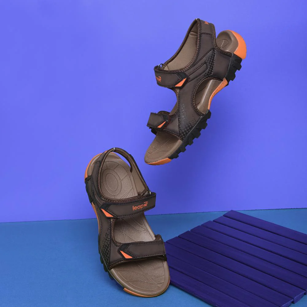 Leap7x By Liberty Mens ALBANIA Brown Sporty Casual Sandal - Image 4