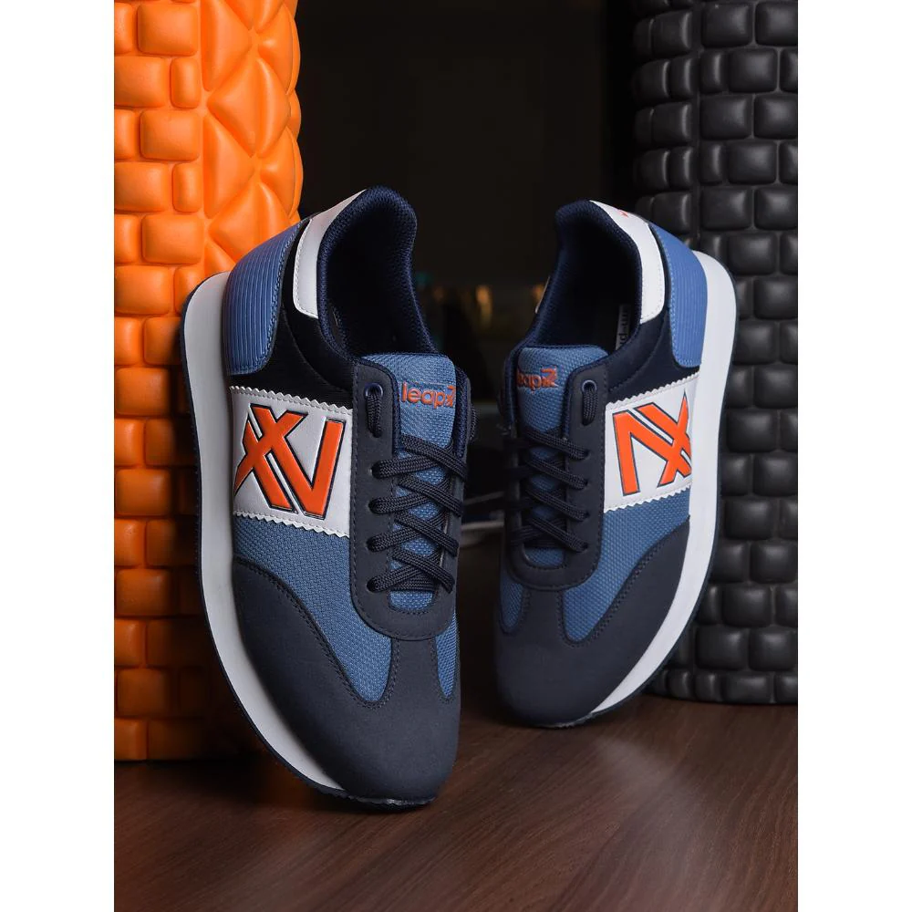 Leap7x Casual Navy Blue Lacing Sneakers For Men BACKAM-1E By Liberty - Image 4