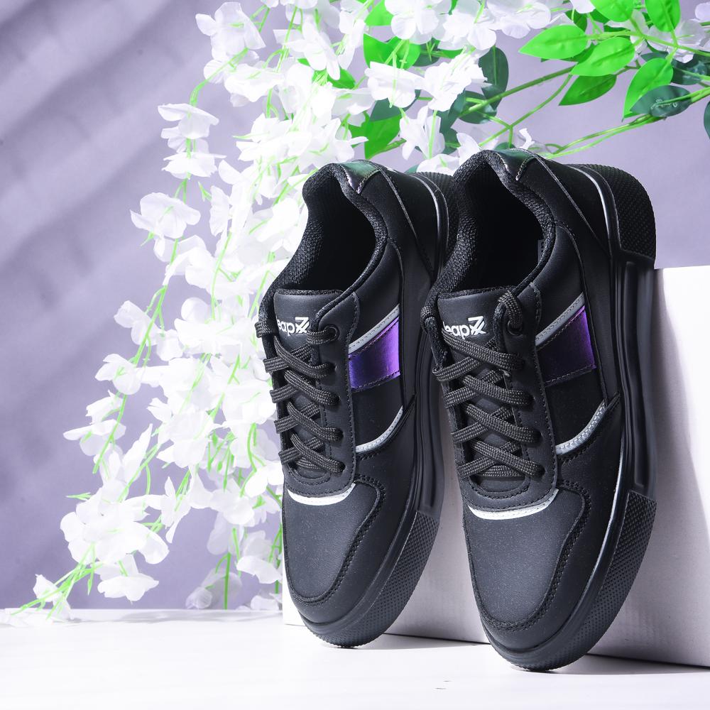 Leap7x Lacing Black Casual Sneakers For Women FEMINA-2 By Liberty - Image 4