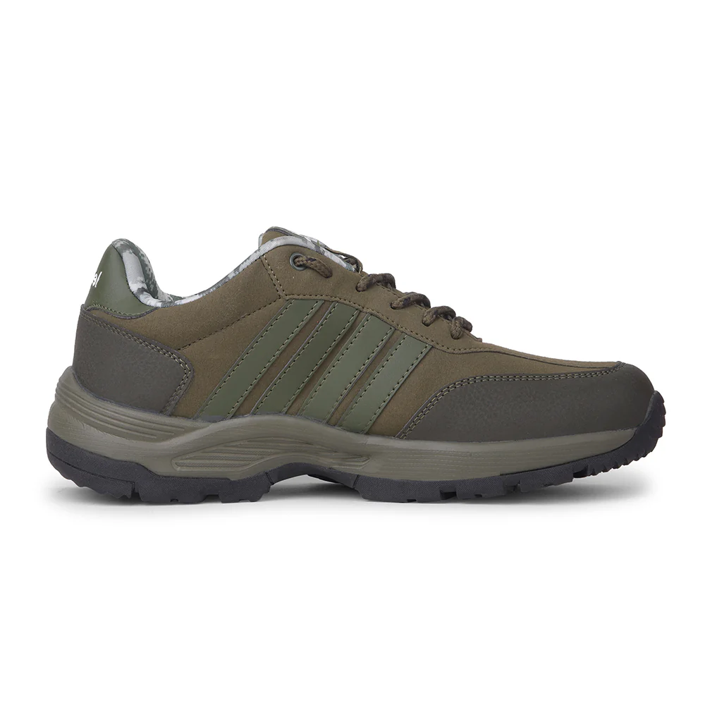Leap7x Casual Olive Green Lacing Trekking Shoes For Mens COLUMBIA6E By Liberty - Image 2