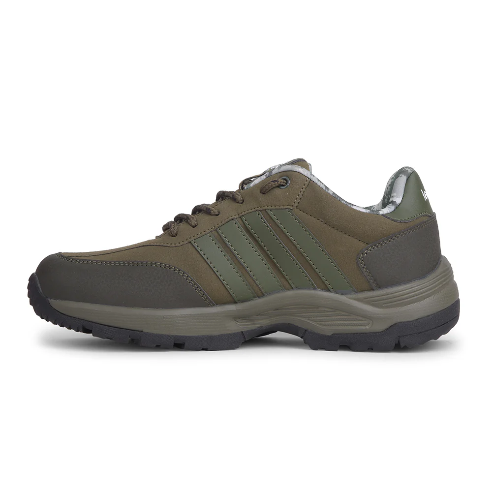 Leap7x Casual Olive Green Lacing Trekking Shoes For Mens COLUMBIA6E By Liberty - Image 3