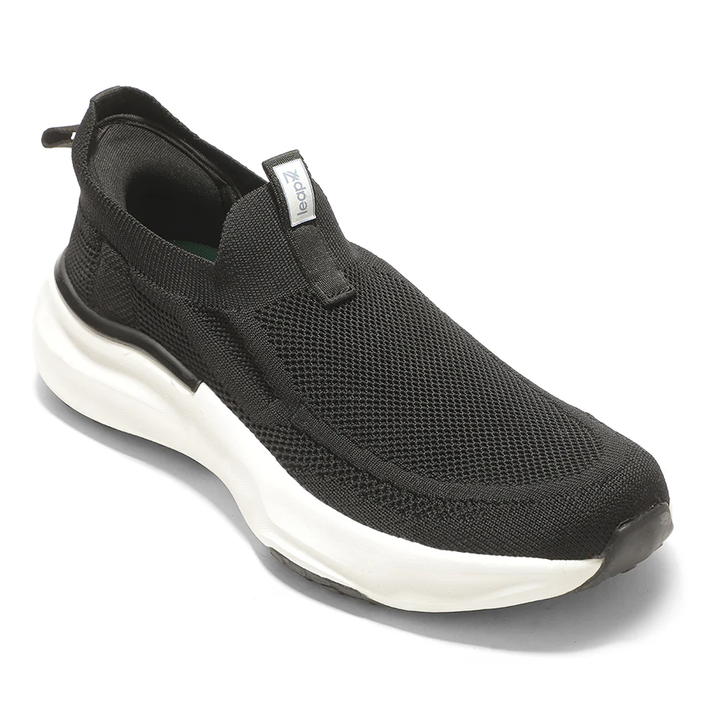 Leap7X by Liberty Men's CHICAGO-1 Black Slip-On Walking Shoes - EAZYGO Technology with Ortholite Insole