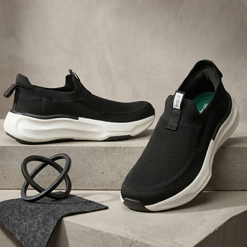 Leap7X by Liberty Men's CHICAGO-1 Black Slip-On Walking Shoes - EAZYGO Technology with Ortholite Insole - Image 2
