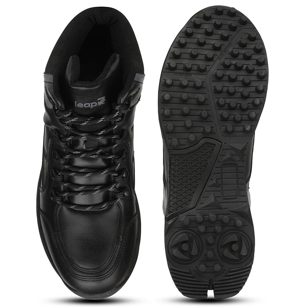 Leap7X COMBAT Black Sporty Casual Lacing Trekking Shoes for Men by Liberty - Image 4