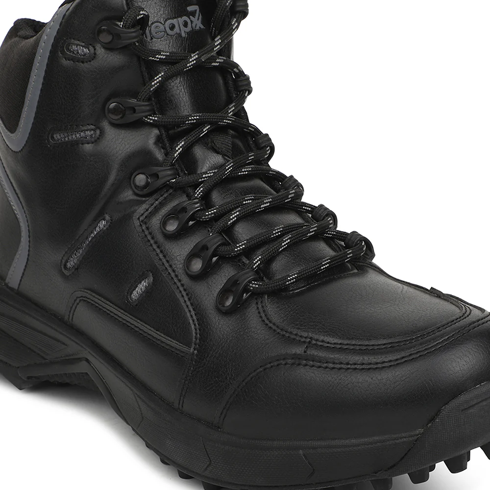 Leap7X COMBAT Black Sporty Casual Lacing Trekking Shoes for Men by Liberty - Image 5