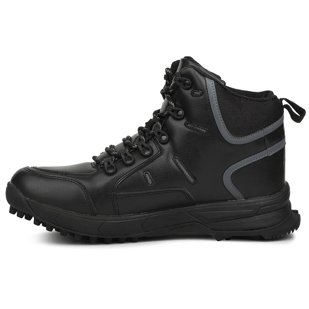 Leap7X COMBAT Black Sporty Casual Lacing Trekking Shoes for Men by Liberty - Image 6