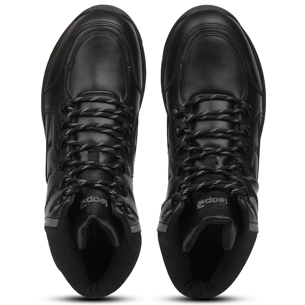 Leap7X COMBAT Black Sporty Casual Lacing Trekking Shoes for Men by Liberty - Image 8