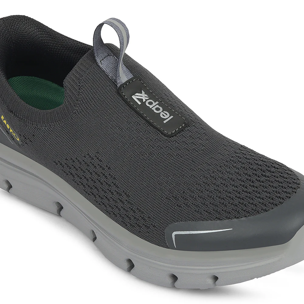 Leap7x Dark Grey Sports Non Lacing Walking Shoes For Men BRISBANE By Liberty - Image 5