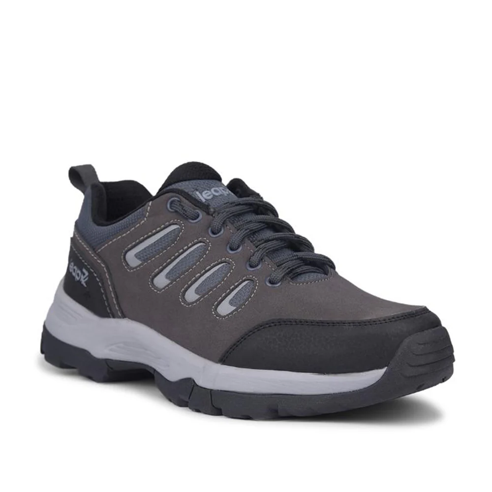 Leap7x Dark Grey Lacing Sports Trekking Shoes For Men COLUMBO-1E By Liberty