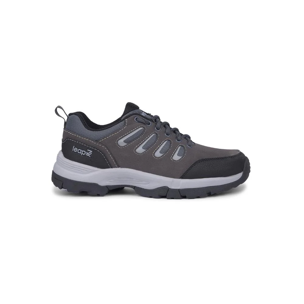 Leap7x Dark Grey Lacing Sports Trekking Shoes For Men COLUMBO-1E By Liberty - Image 2