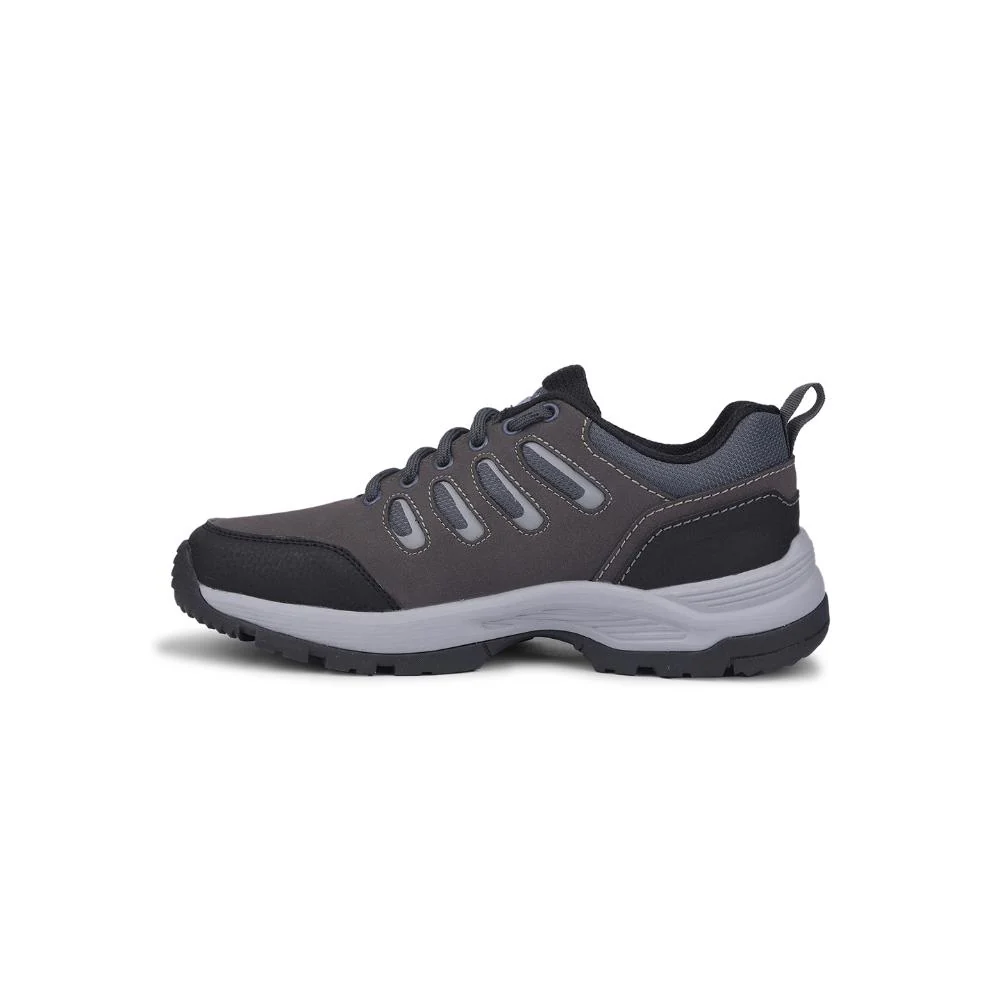Leap7x Dark Grey Lacing Sports Trekking Shoes For Men COLUMBO-1E By Liberty - Image 3