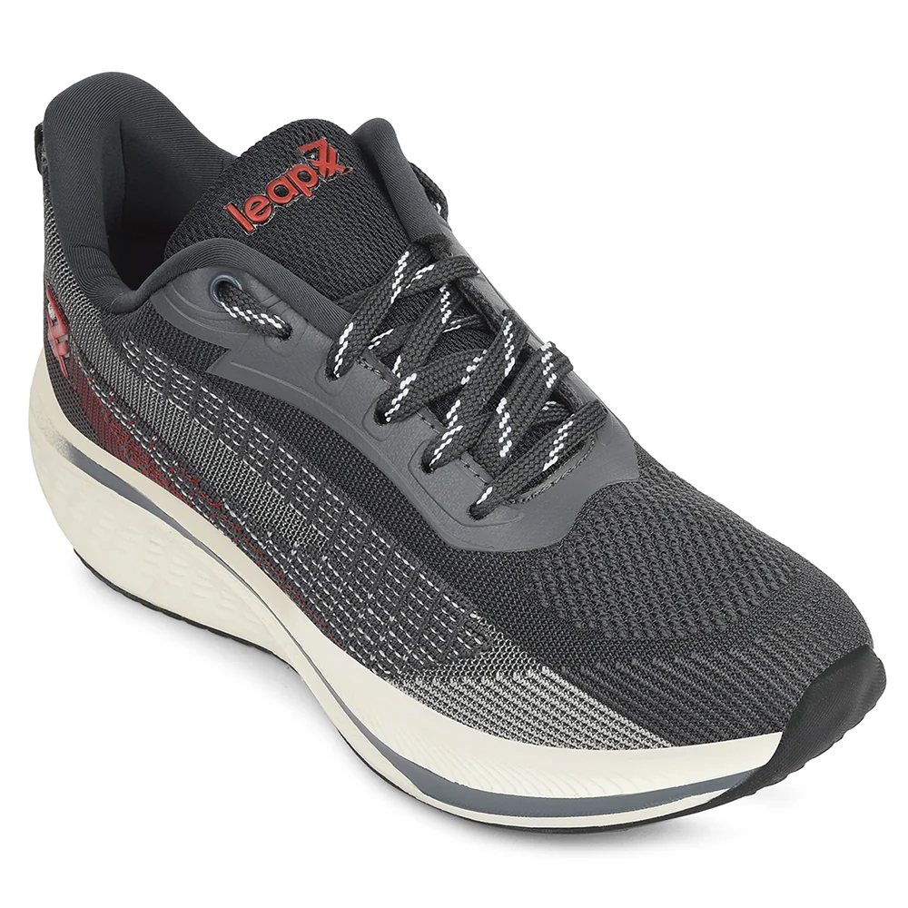 Leap7x Dark Grey Sports Lacing Running Shoes For Men GHD-21 By Liberty