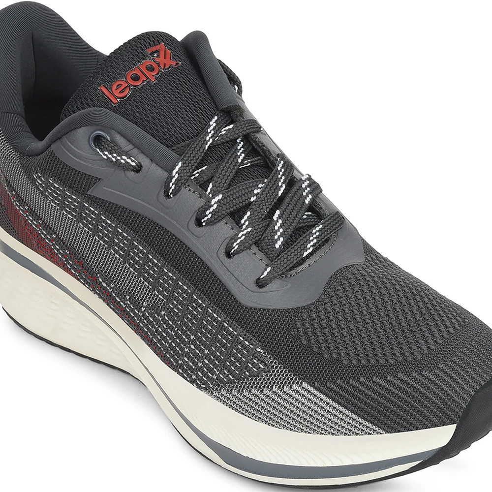 Leap7x Dark Grey Sports Lacing Running Shoes For Men GHD-21 By Liberty - Image 5