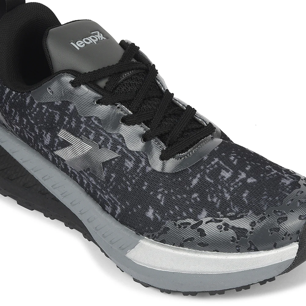 Leap7x Dark Grey Sports Lacing Running Shoes For Men XLM-07 By Liberty - Image 4