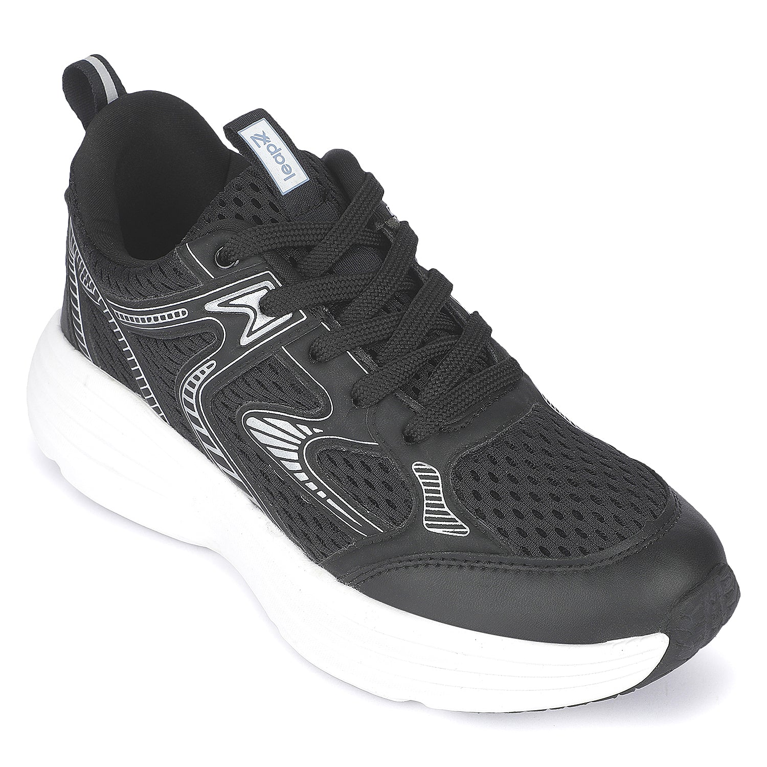 Leap7X DRIVSTP-2E Black Sports Lacing Running Shoes for Men by Liberty