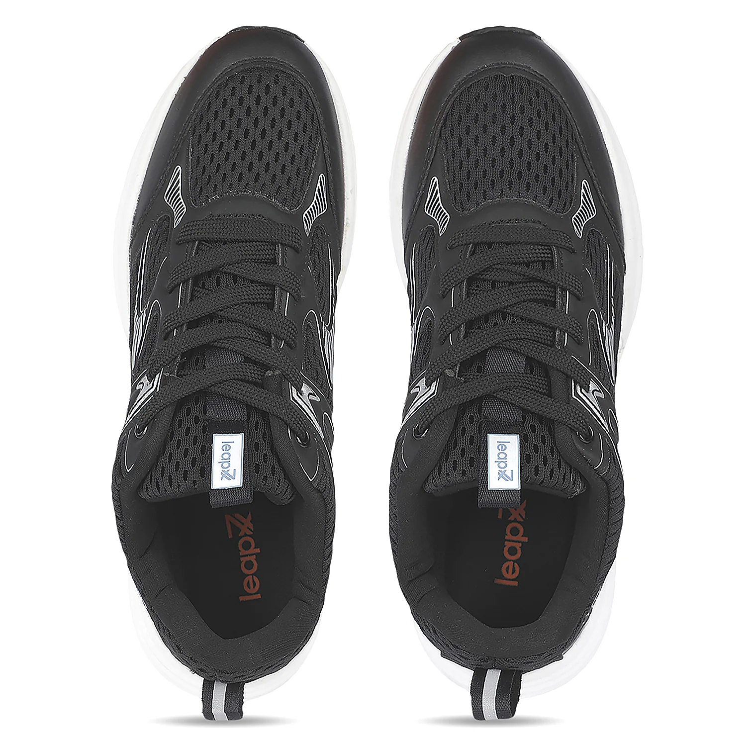 Leap7X DRIVSTP-2E Black Sports Lacing Running Shoes for Men by Liberty - Image 10