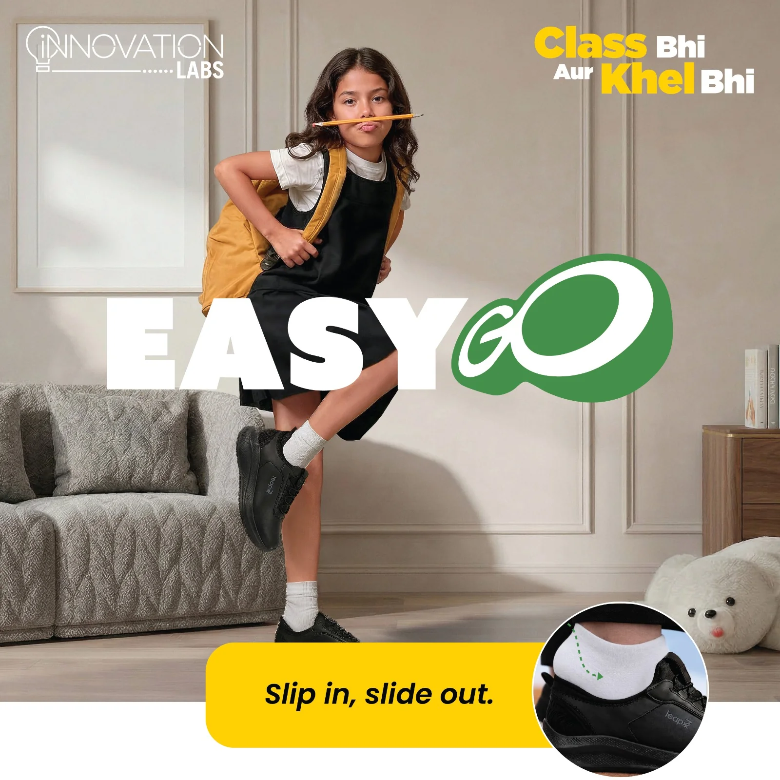 Leap7X EAZYSCHL1G ProTrackTer GPS Black Uniform School shoes for Kids By Liberty - Image 3