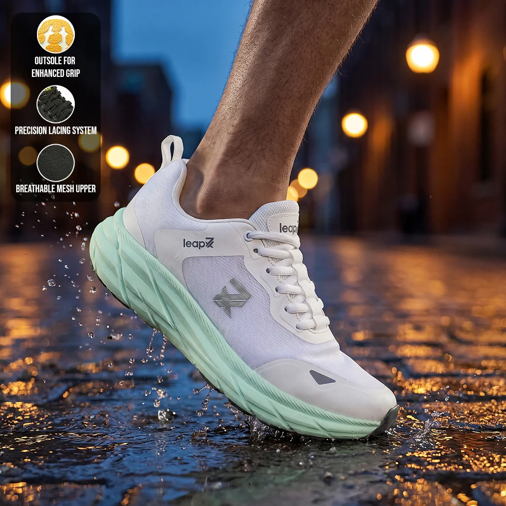 Leap7X FORCESTEPE White Sports Lacing Running Shoes for Men by Liberty - Image 3