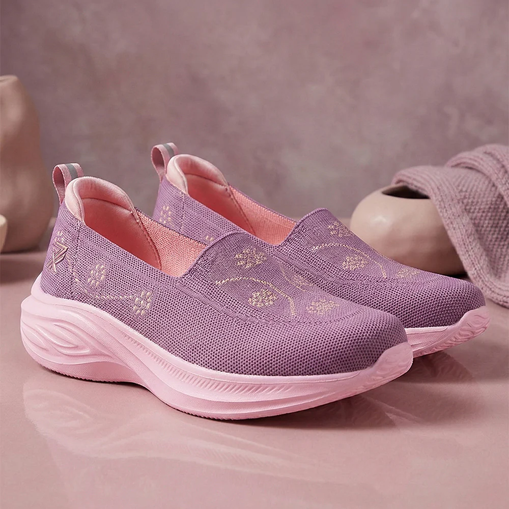 LEAP7X GLOWSTAR-E Peach Sports Non lacing Walking shoes for Women by Liberty - Image 2