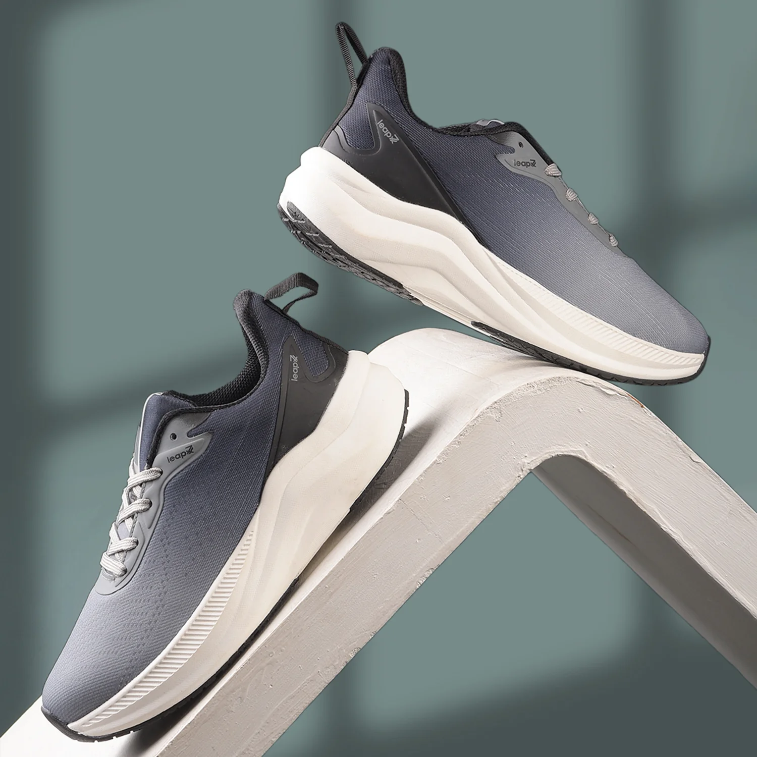Leap7x Grey Sports Lacing Running Shoes For Men EVERSTAR1E By Liberty - Image 4