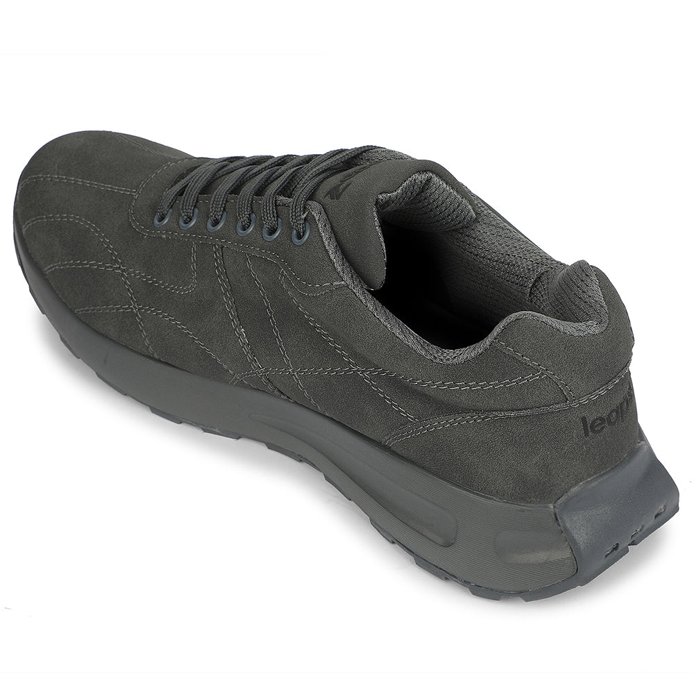 LEAP7X Grey Sports Lacing Running Shoes for Men GOLA-25D by Liberty - Image 4