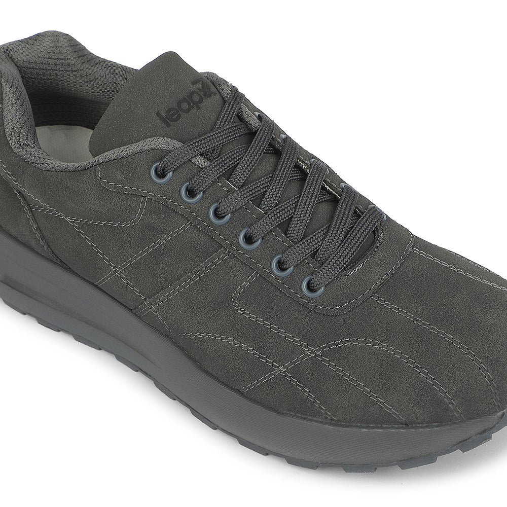 LEAP7X Grey Sports Lacing Running Shoes for Men GOLA-25D by Liberty - Image 5