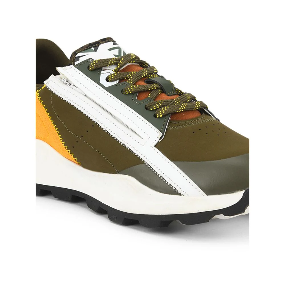 Leap7x Casual Olive Green Lacing Shoes For Men ANGUS By Liberty - Image 4