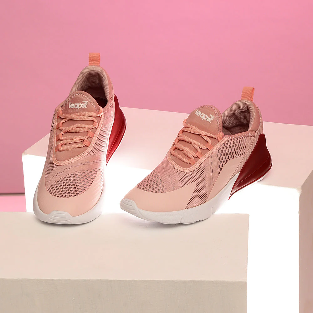 Leap7x Casual Peach Lace Up Shoes For Women 806 By Liberty - Image 4