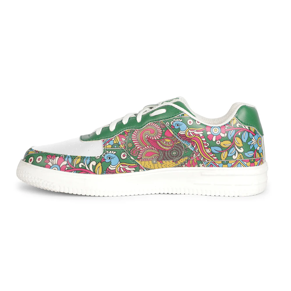Leap7x Lacing White Kalamkari Printed Casual Sneakers For Men MJH-M01 By Liberty - Image 3