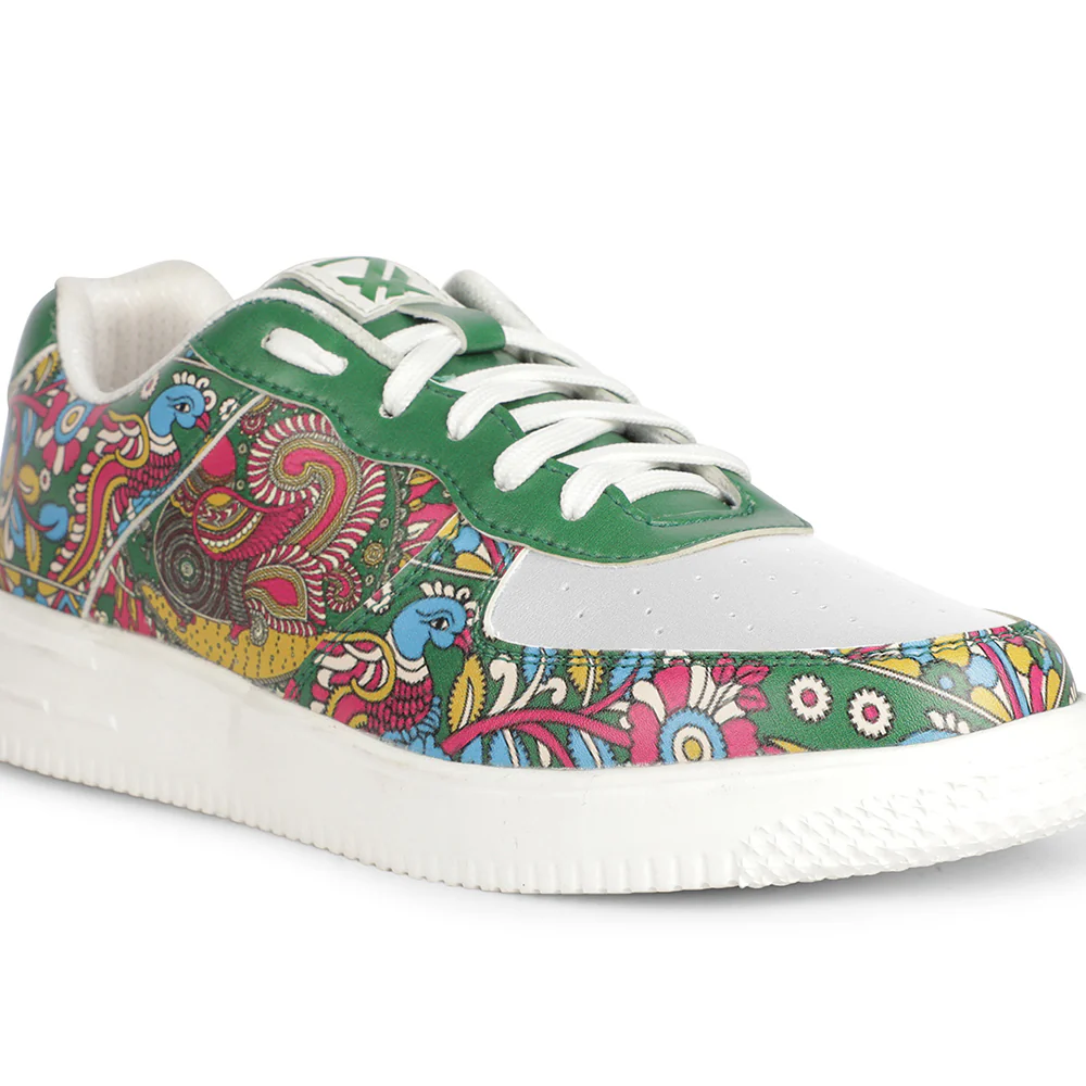Leap7x Lacing White Kalamkari Printed Casual Sneakers For Women MJH-L06 By Liberty - Image 4