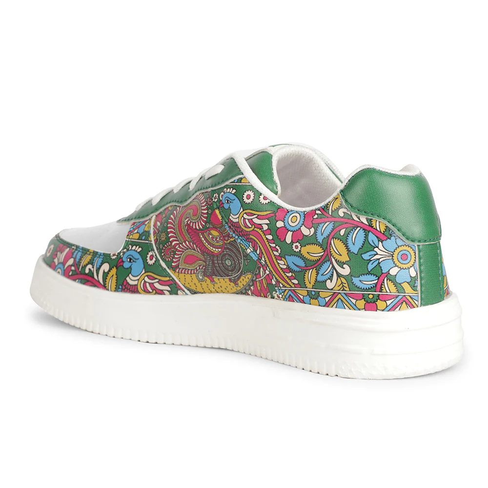 Leap7x Lacing White Kalamkari Printed Casual Sneakers For Women MJH-L06 By Liberty - Image 5