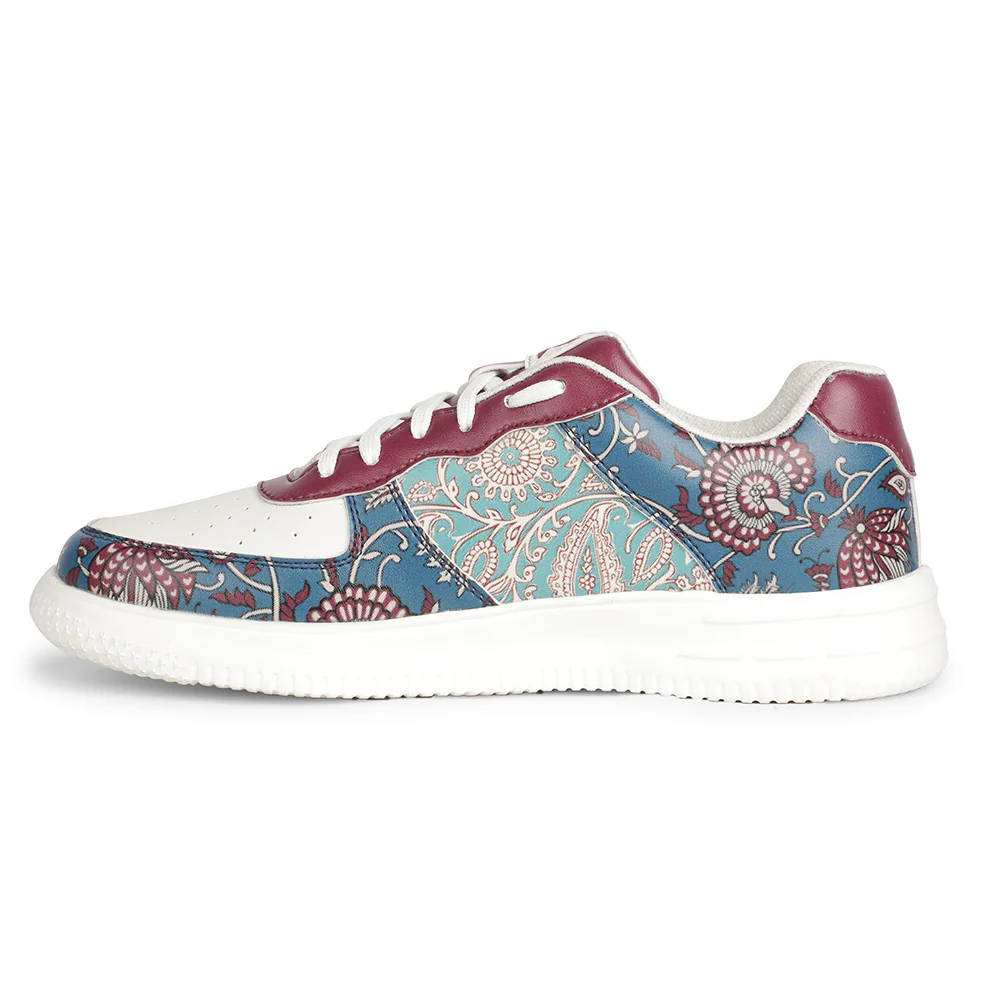 Leap7x Lacing White Block Printed Casual Sneakers For Women MJH-L08 By Liberty - Image 2