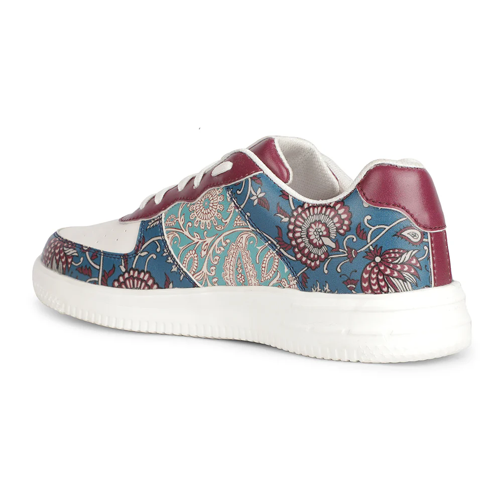 Leap7x Lacing White Block Printed Casual Sneakers For Women MJH-L08 By Liberty - Image 4