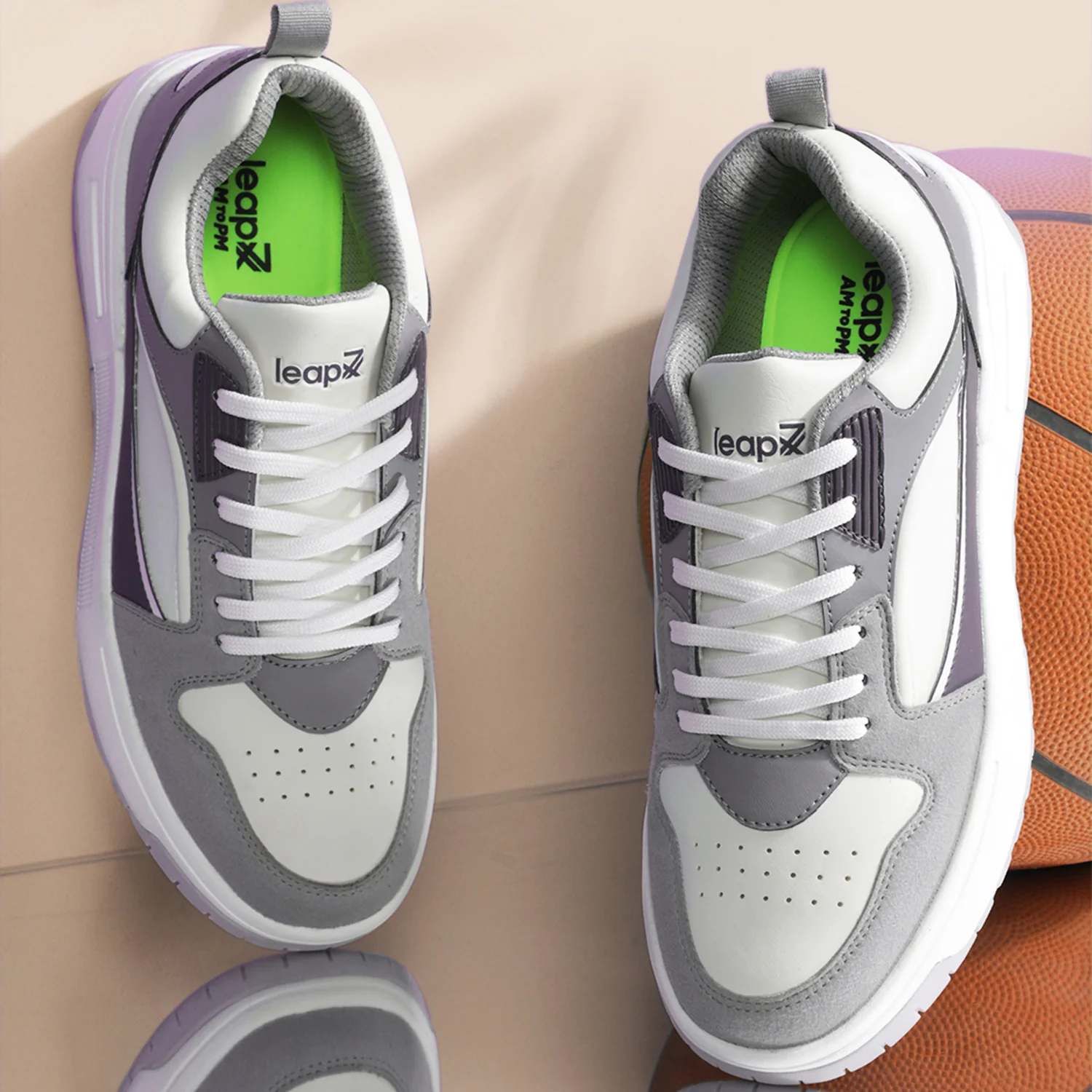 Leap7x Light Grey Casual Lacing Sneakers For Men LAPON-1E By Liberty - Image 5