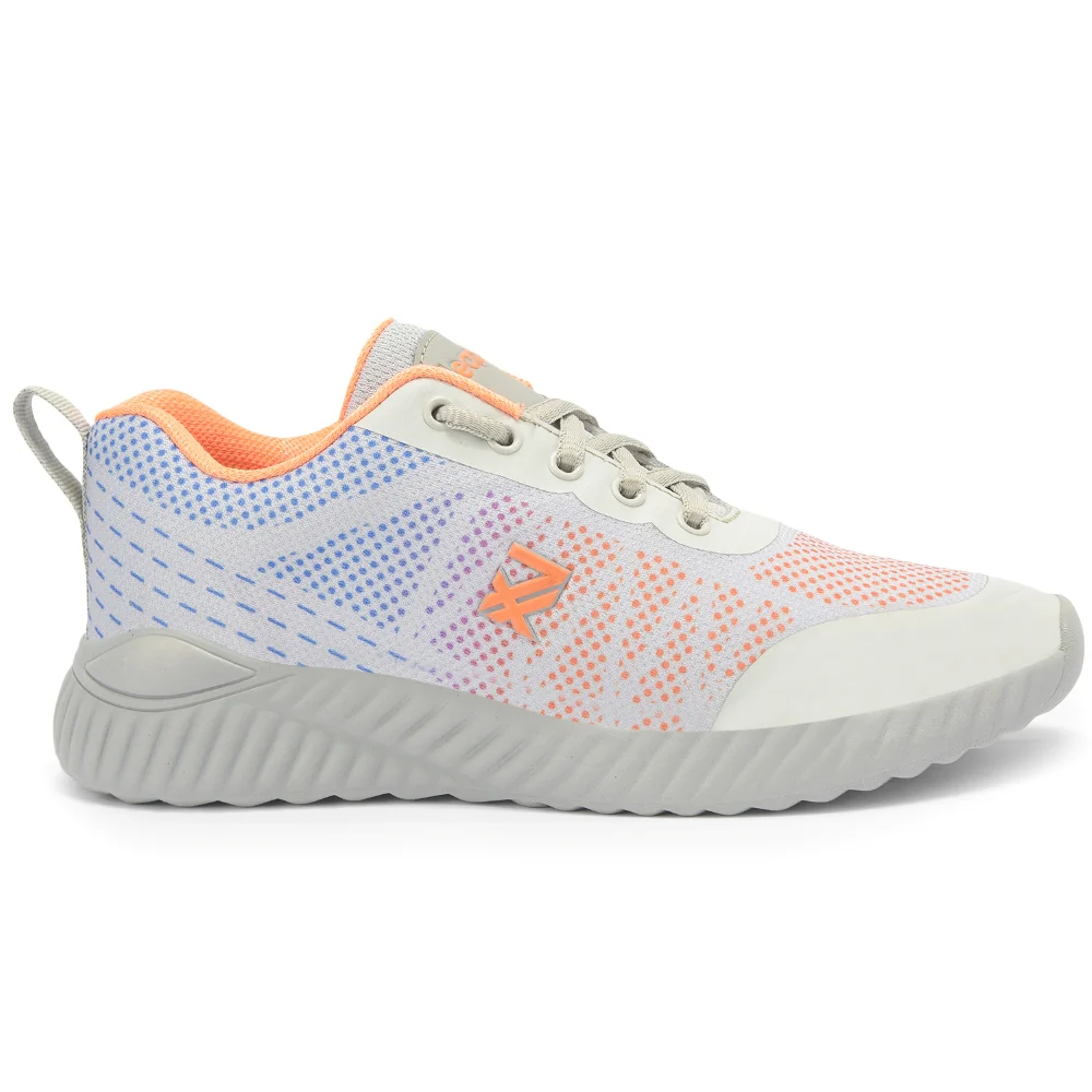 Leap7x Light Grey Lacing Sports Walking Shoes For Kids NITKID-4EL By Liberty - Image 2