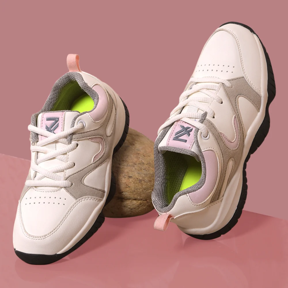 Leap7x Light Grey Sports Lacing Running Shoes For Kids CANON-2E By Liberty - Image 4