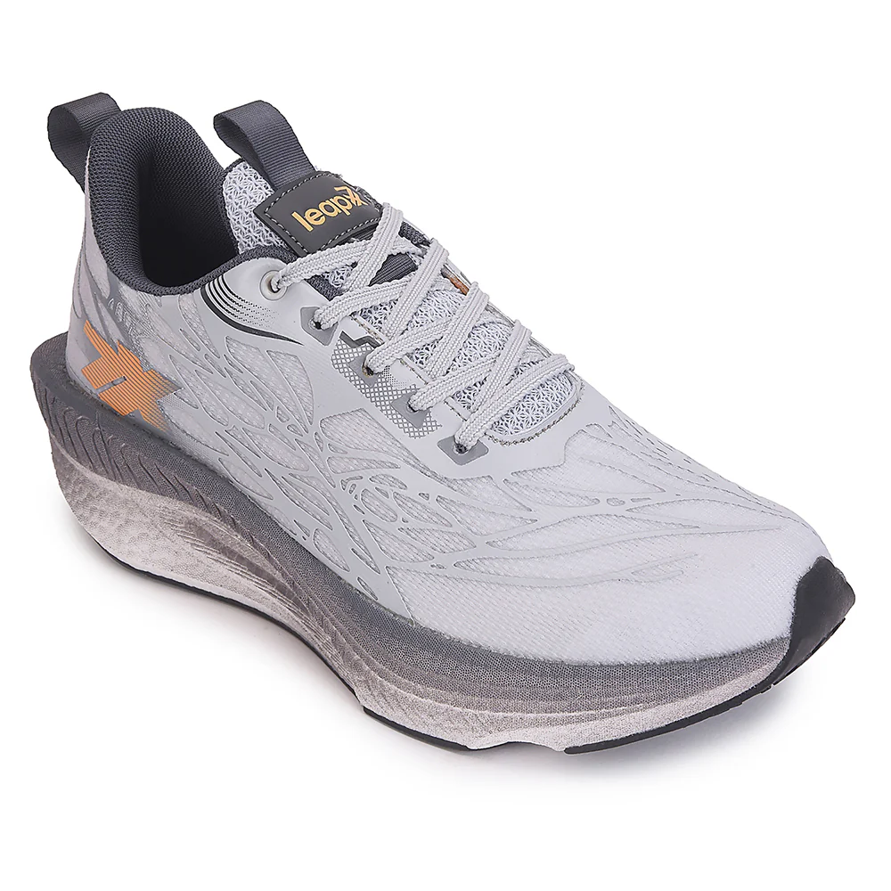 Leap7x Light Grey Sports Lacing Running Shoes For Men XLM-01 By Liberty