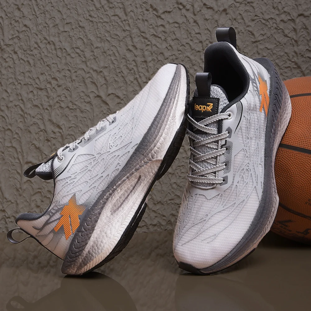 Leap7x Light Grey Sports Lacing Running Shoes For Men XLM-01 By Liberty - Image 4