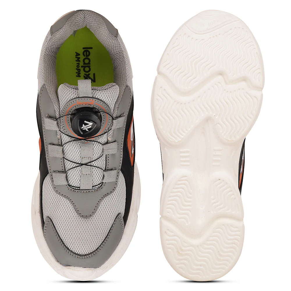 Leap7x Light Grey Sports Non Lacing Walking Shoes For Kids CRISTFER1E By Liberty - Image 8