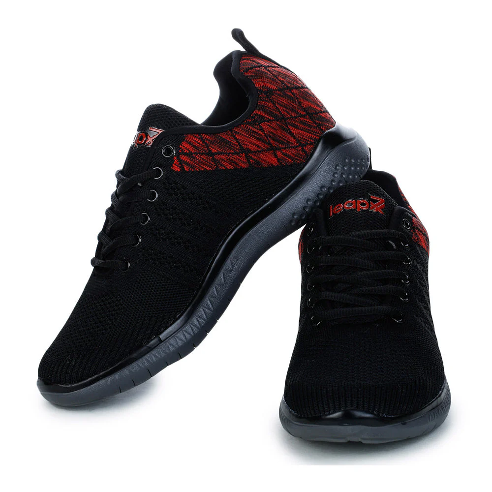 Leap7x Men's Black Sports Lacing Walking Shoes - Image 3