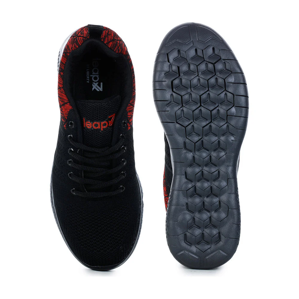 Leap7x Men's Black Sports Lacing Walking Shoes - Image 5