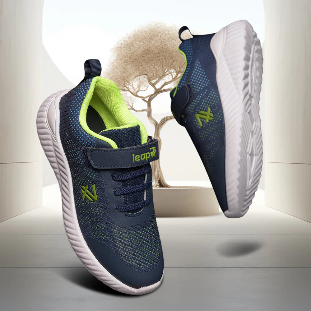 Leap7x Navy Blue Lacing Sports Walking Shoes For Kids NITKID-4EL By Liberty - Image 4