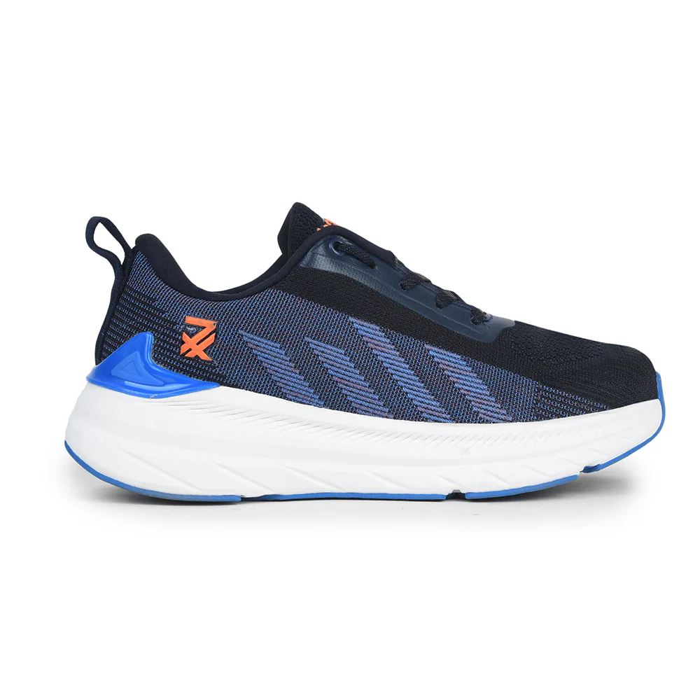 Leap7x Navy Blue Lacing Sports Walking Shoes For Kids OUTER-02 By Liberty - Image 2
