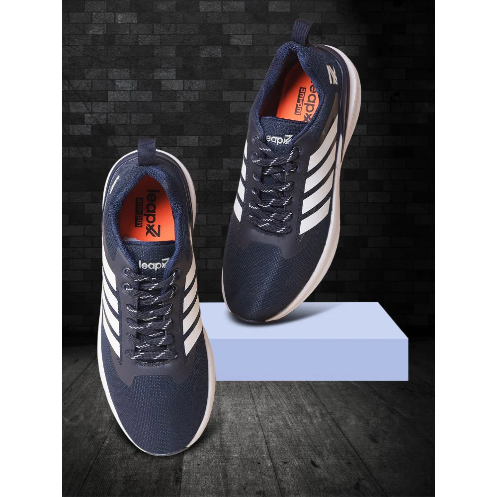 Leap7x Navy Blue Sports Lacing Running Shoes For Men CAPSICO-1 By Liberty - Image 4