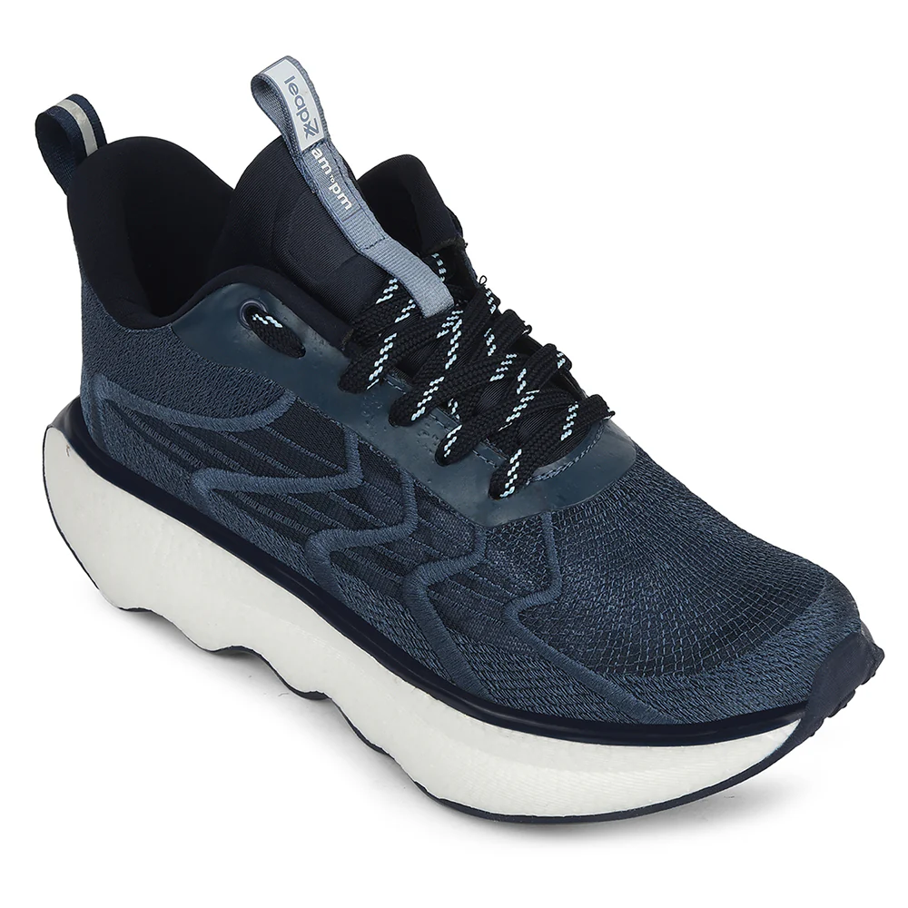 Leap7x Navy Blue Sports Lacing Running Shoes For Men GHD-101 By Liberty