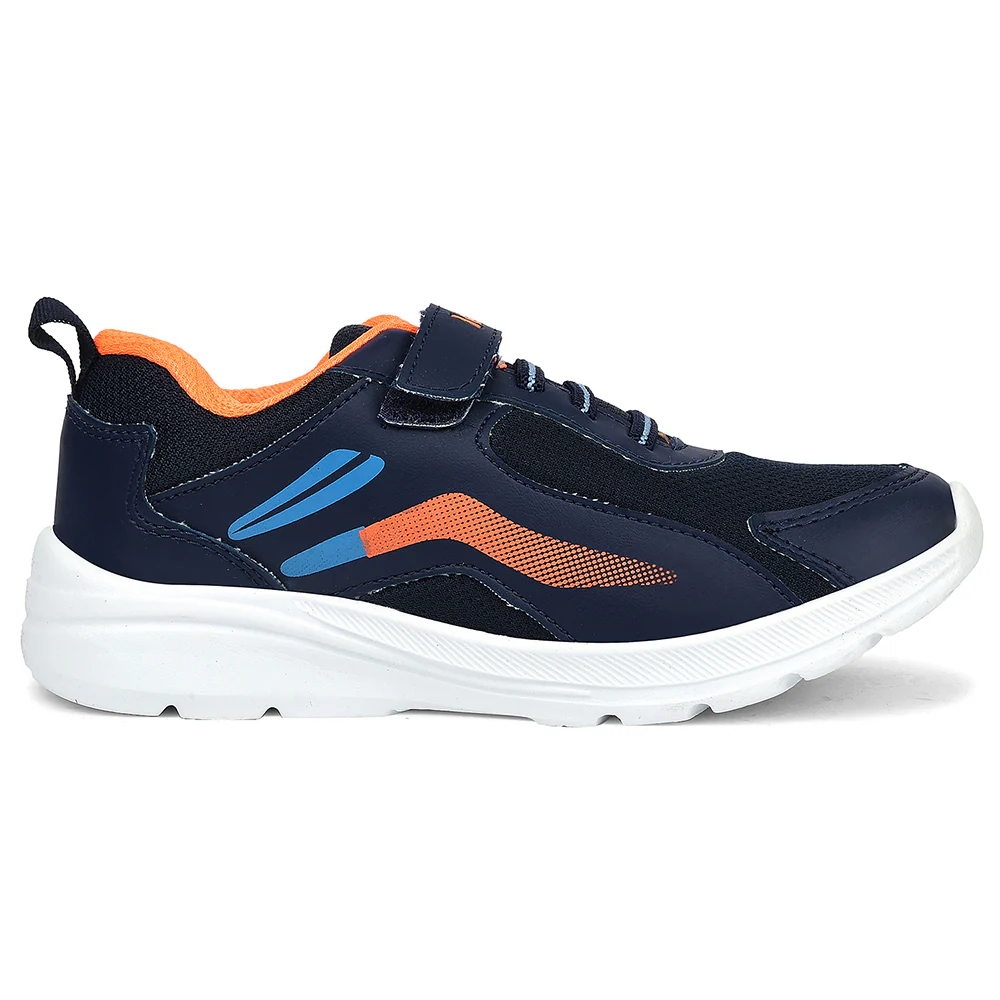 Leap7x Navy Blue Sports Non Lacing Walking Shoes For Kids TRAVEL-2V By Liberty - Image 2